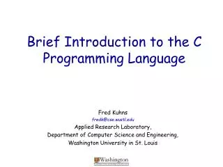 brief introduction to the c programming language