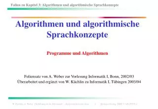 algorithmen und algorithmische sprachkonzepte programme und algorithmen