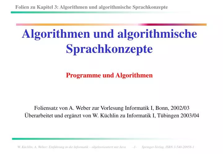 algorithmen und algorithmische sprachkonzepte programme und algorithmen