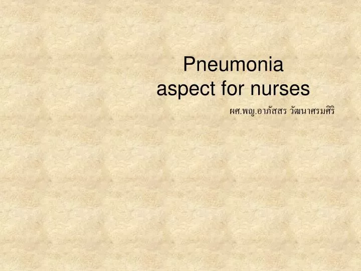pneumonia aspect for nurses