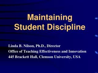 Maintaining Student Discipline