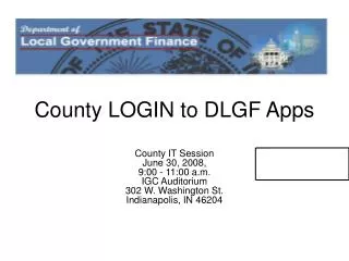 County LOGIN to DLGF Apps