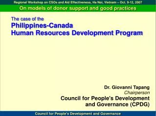 The case of the Philippines-Canada Human Resources Development Program