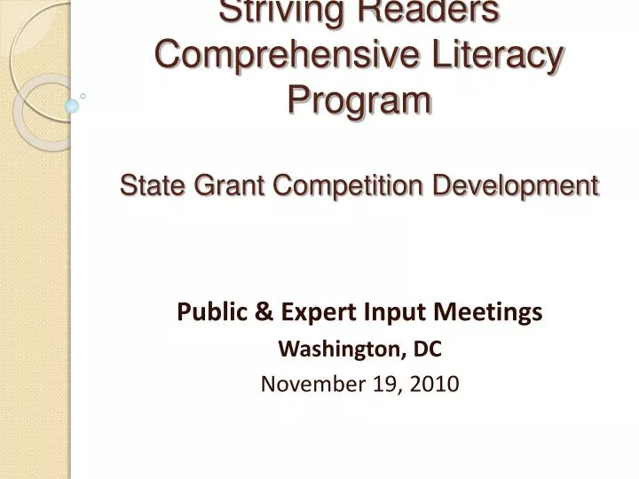 striving readers comprehensive literacy program state grant competition development