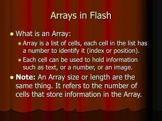 Arrays in Flash