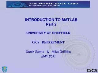 INTRODUCTION TO MATLAB Part 2