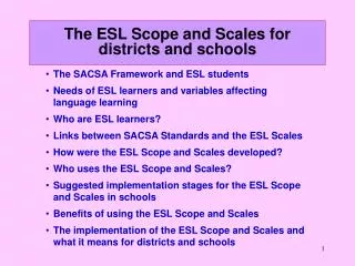 The ESL Scope and Scales for districts and schools
