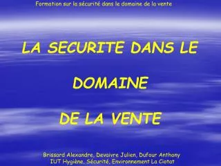 LA SECURITE DANS LE DOMAINE DE LA VENTE