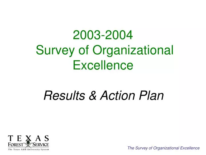 2003 2004 survey of organizational excellence results action plan