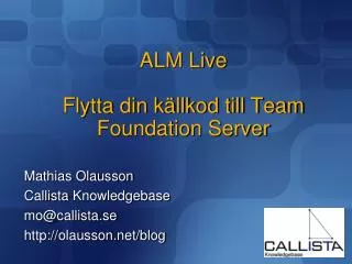 ALM Live Flytta din källkod till Team Foundation Server
