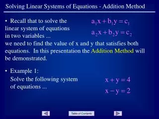 Solving Linear Systems of Equations - Addition Method