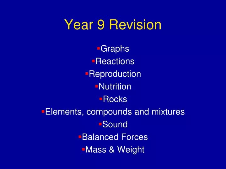 year 9 revision