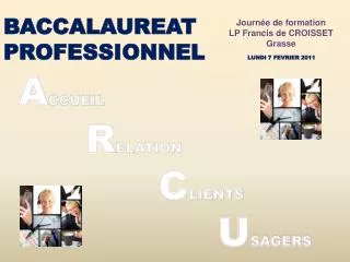 BACCALAUREAT PROFESSIONNEL LUNDI 7 FEVRIER 2011 A CCUEIL R ELATION C LIENTS U SAGERS