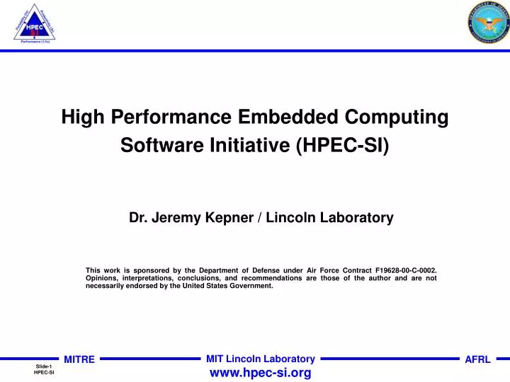 high performance embedded computing software initiative hpec si