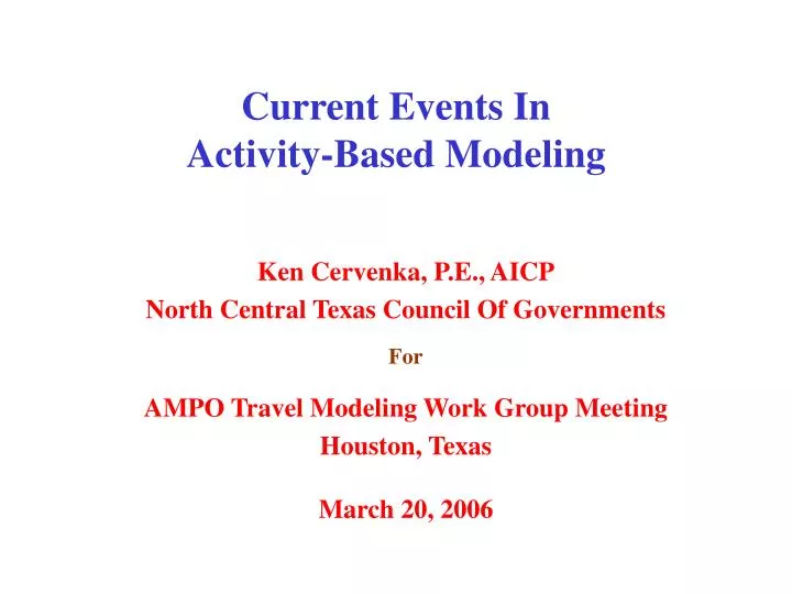 current events in activity based modeling