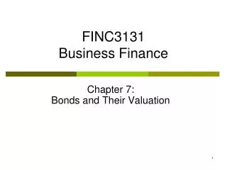 FINC3131 Business Finance