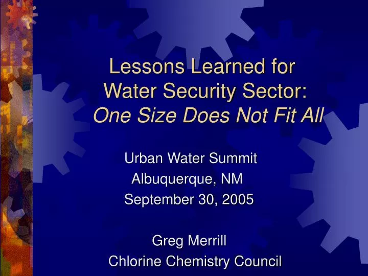 lessons learned for water security sector one size does not fit all