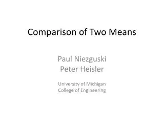 Comparison of Two Means