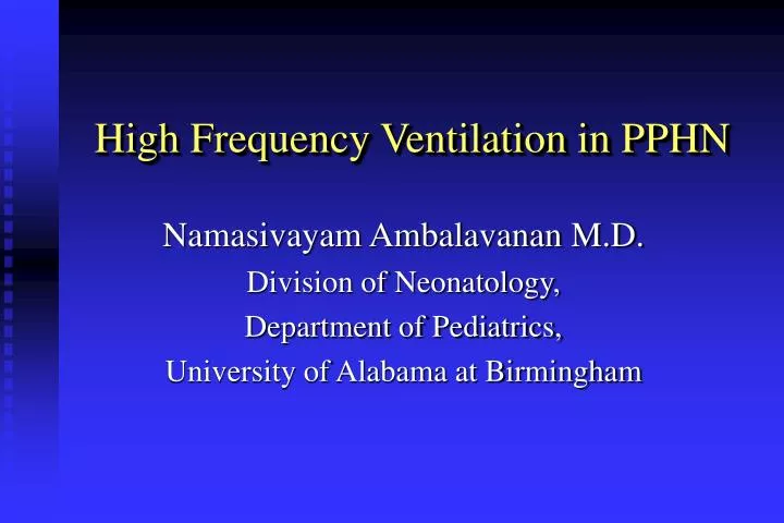 high frequency ventilation in pphn