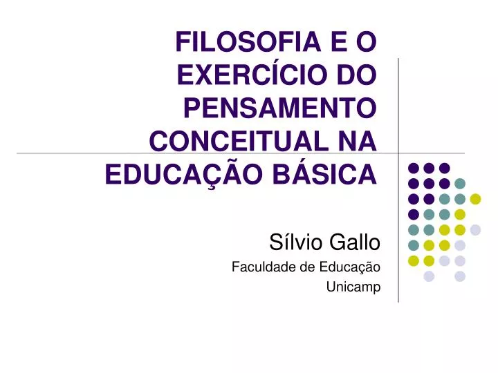 filosofia e o exerc cio do pensamento conceitual na educa o b sica