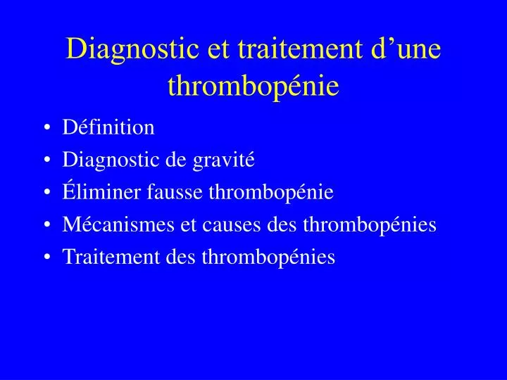 diagnostic et traitement d une thrombop nie