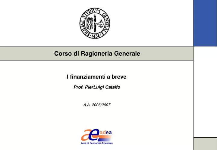 i finanziamenti a breve prof pierluigi catalfo a a 2006 2007