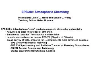 EPS200: Atmospheric Chemistry