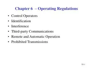 Chapter 6 – Operating Regulations