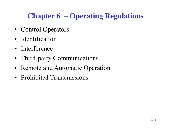 chapter 6 operating regulations