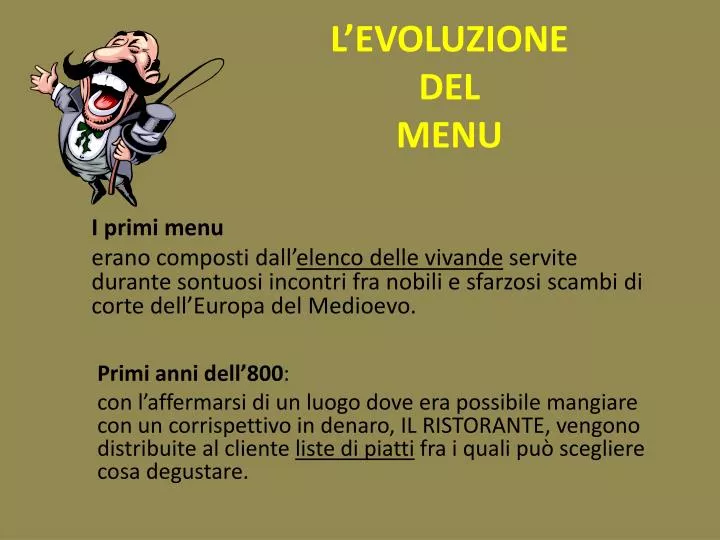 l evoluzione del menu