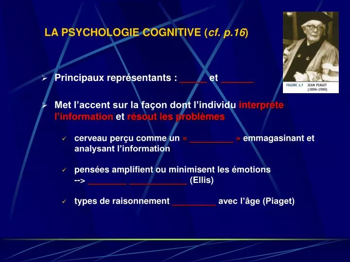la psychologie cognitive cf p 16