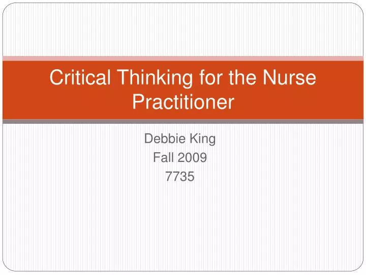 critical thinking for the nurse practitioner