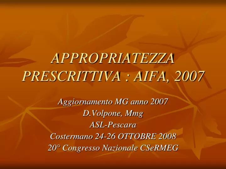 appropriatezza prescrittiva aifa 2007