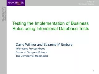 Testing the Implementation of Business Rules using Intensional Database Tests