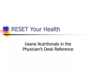 RESET Your Health