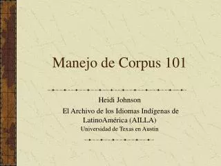 manejo de corpus 101
