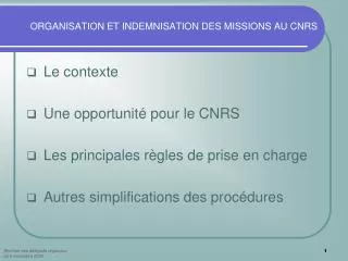 organisation et indemnisation des missions au cnrs