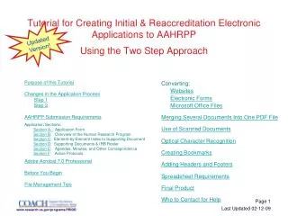Tutorial for Creating Initial &amp; Reaccreditation Electronic Applications to AAHRPP Using the Two Step Approach