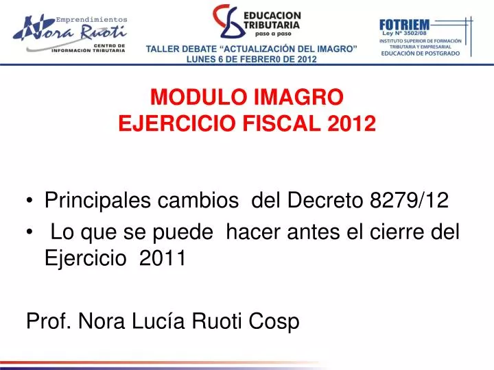 modulo imagro ejercicio fiscal 2012