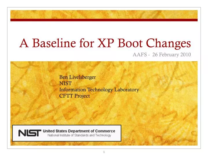 a baseline for xp boot changes