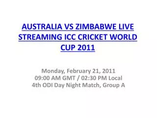 WATCH AUSTRALIA VS ZIMBABWE LIVE STREAMING ICC CRICKET WORLD