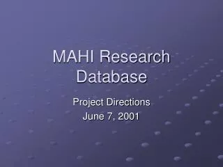 MAHI Research Database