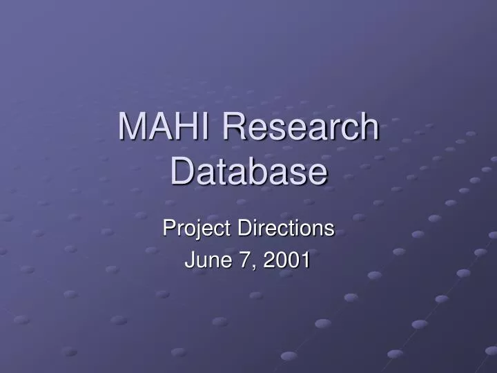 mahi research database