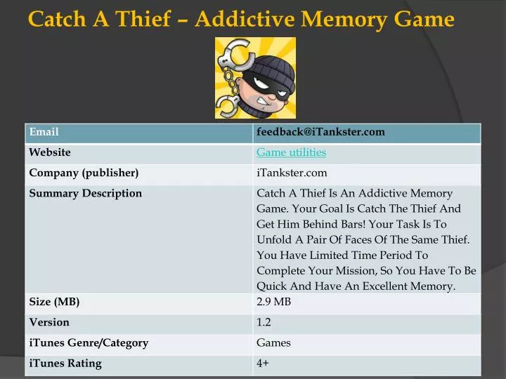 catch a thief addictive memory game