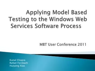 Applying Model Based Testing to the Windows Web Services Software Process