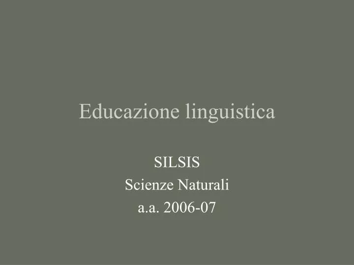 educazione linguistica