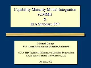 Michael Campe U.S. Army Aviation and Missile Command NDIA TID Technical Information Division Symposium Royal Sonesta Hot