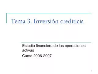 Tema 3. Inversión crediticia