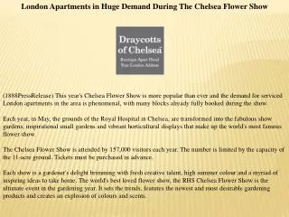 London Apartments in Huge Demand During The Chelsea Flower