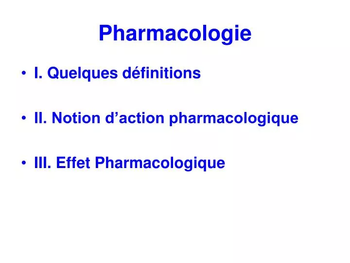 pharmacologie